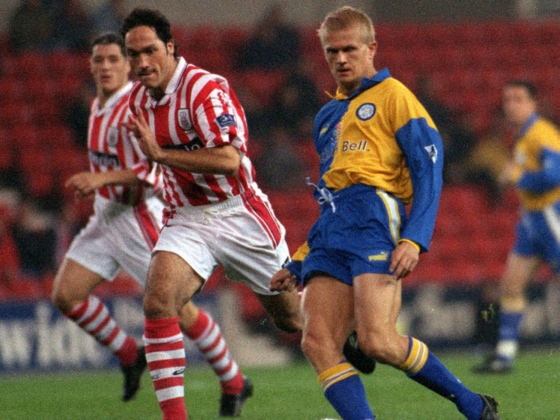 Alf-Inge Haaland in action against Stoke City during the Coca-Cola Cup third round clash at the Britannia Stadium in October 1997. Leeds won 3-1 thanks to Harry Kewell and a brace from Rod Wallace.