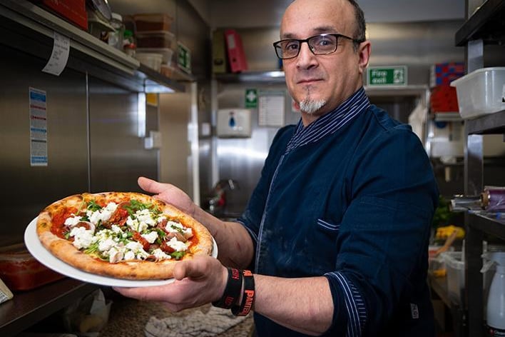 Antonio Vetrano with one of his pizza creations