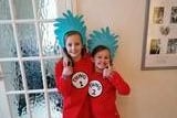 Carmella, 10, and Elissia, 7, from Morecambe dressed up as Dr. Seuss' Thing 1 and Thing 2