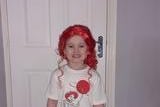 Nevaeh, 4, from Preston with red hair and a Jessie the Cowgirl t-shirt for Comic Relief.