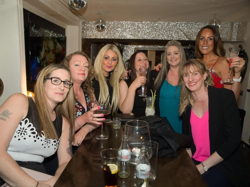 Family and friends celebrating Leanne and Angie's birthdays, in 2015.
