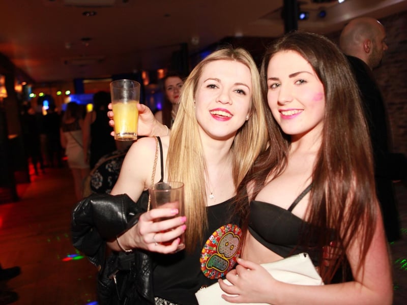 Birthday girls Lauren and Yasmine both celebrating their 18th birthdays in Blue Lounge, in 2015.