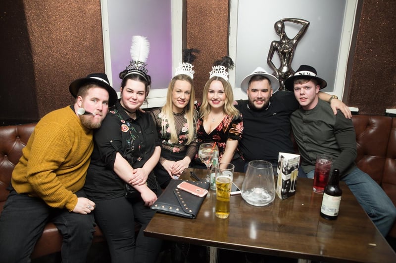 Mitch, Sam, Natalie, Ellis, Steve and Kyle celebrating Sam's birthday and the New Year in The Ink Bar, in 2015.