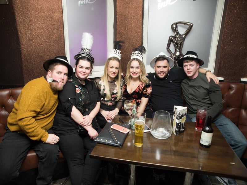 Mitch, Sam, Natalie, Ellis, Steve and Kyle celebrating Sam's birthday and the New Year in The Ink Bar, in 2015.
