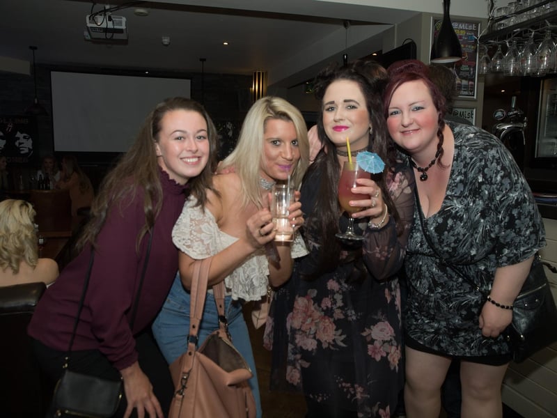 Birthday girl Natalie (2nd right) celebrating in Mist Bar with friends Hayley, Aimee and Caroline, in 2015.