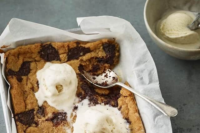 Almond butter and ganache cookie slab