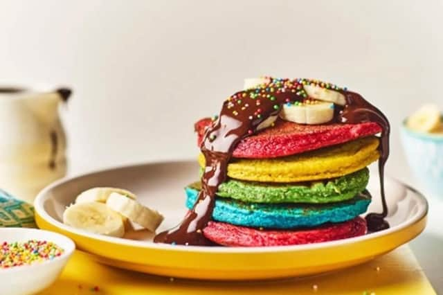 Flourless Rainbow Pancakes