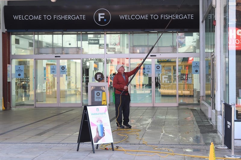 Getting ready: Window cleaning at the Fishergate Centre