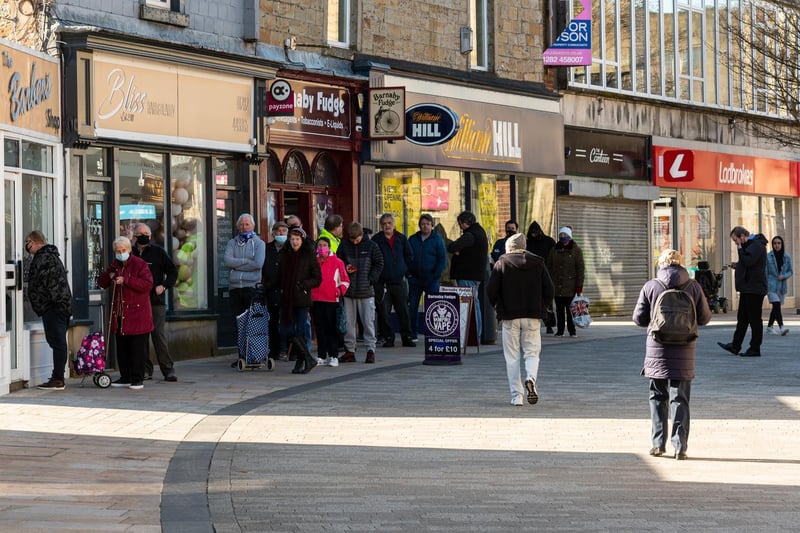 Shoppers in Yorkshire Street this morning