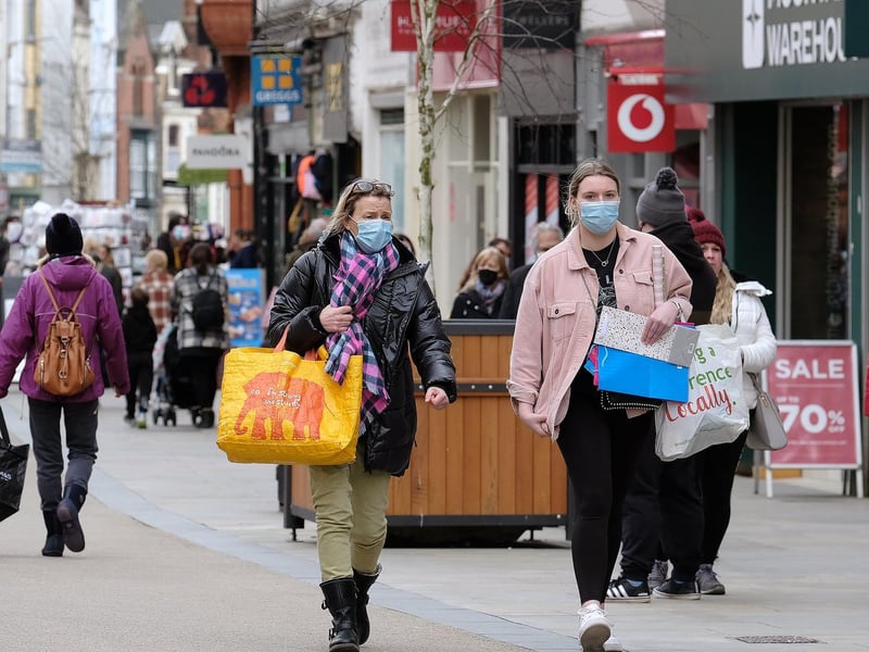 Shoppers spill out onto the high street as retailers, pubs and hairdressers reopened.