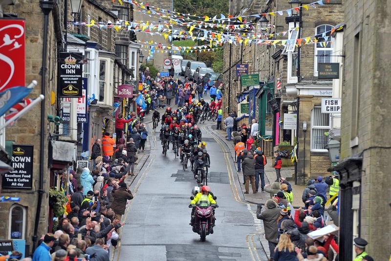 29 April 2016.......    Tour de Yorkshire passes through Pateley Bridge on stage one.  Picture Tony Johnson