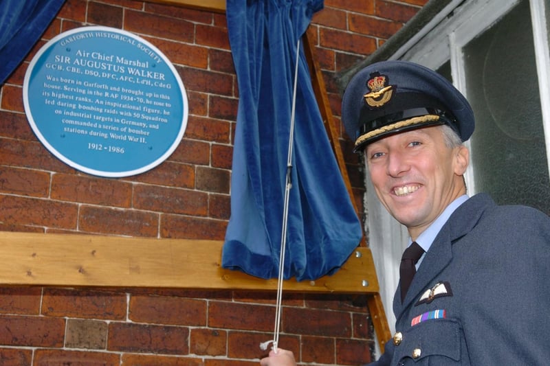 A Blue plaque was unveiled on the former Lidgett Lane home of Air Marshall Sir Augustus Walker. Pictured is Gp Capt Andy Sudlow, station commander of RAF Linton on Ouse.