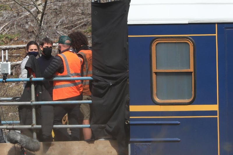 Hundreds of crew were seen setting up for filming in the village of Levisham on the North York Moors near Pickering, which appeared to involve the use of a modified train and tracks.