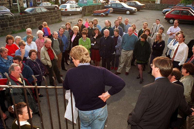 Otley residents meet councillors and officials in May 1997 to discuss a proposed new housing development in the Wharfe Street area of the town.