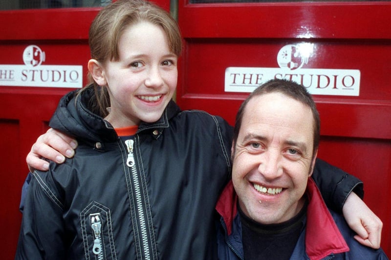 First in the queue at for Les Miserables auditions at Bradford Alhambra in April 1998 
was Lauren Dempsey from Yeadon. She is pictured with dad Robert.