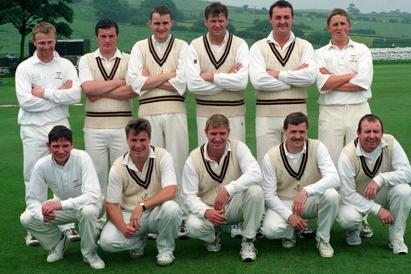 Rawdon Cricket Club in June 1998.  Back: Mark Pearson, Sean Butler , Daren Murray , Martin Hines, Jamie Davey and Robert Atkinson. Front: Craig Walsh, Andrew Percy, Bruce Percy, Andy Bastow and David Whittaker.