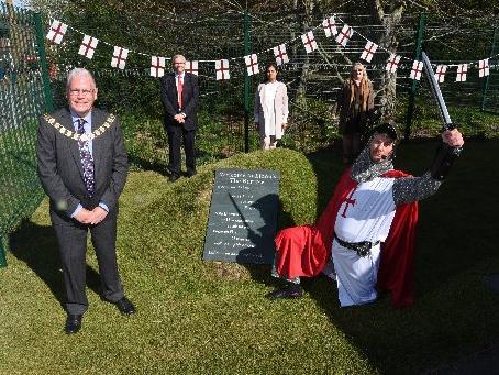 Eldon Primary School hosted Preston's mayor and 'St George' and his dragon to mark the opening of The Burrow, photo: Neil Cross.
