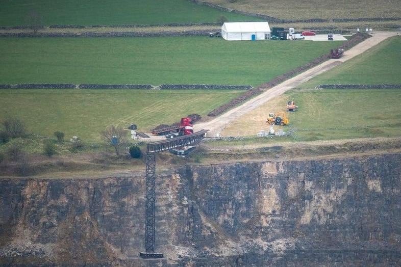 A view of the jump from across the quarry.