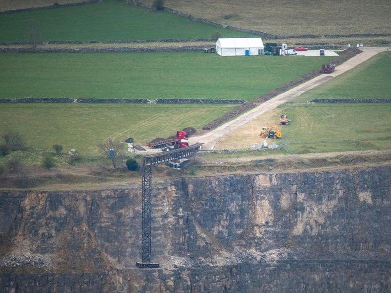 A view of the jump from across the quarry.