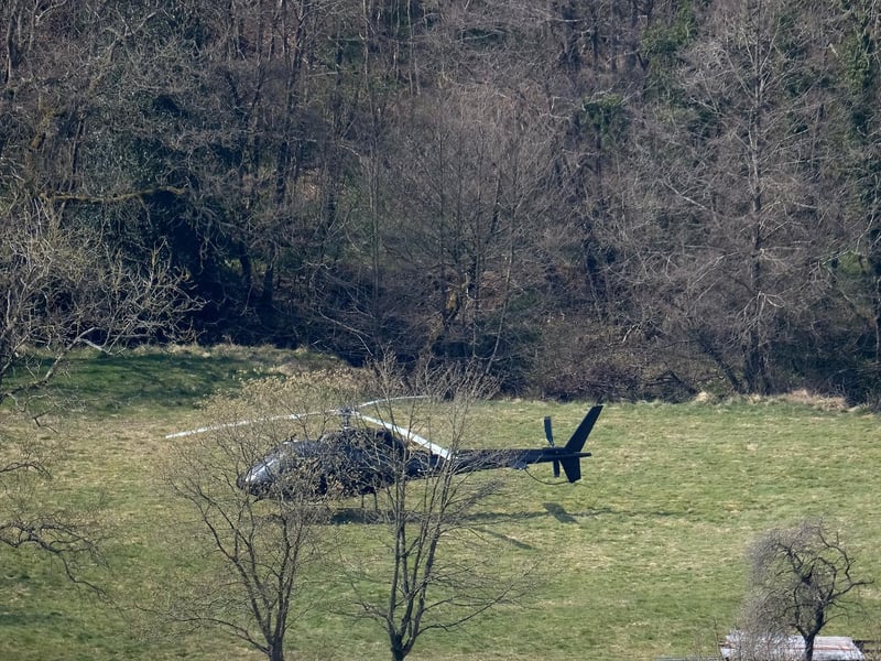 Cruise was spotted arriving and departing North Yorkshire in a black helicopter.