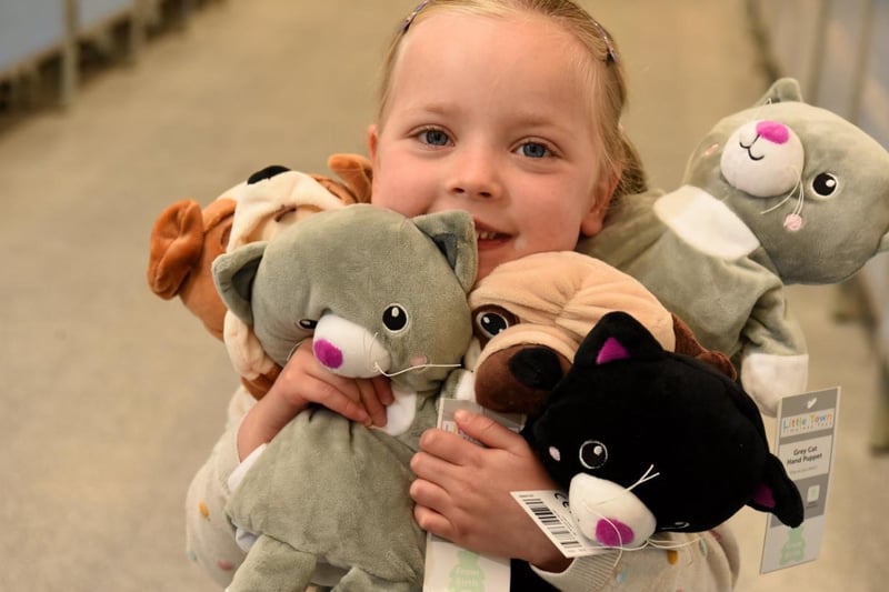 Little shopper Dorothy was excited to see the new soft toys for sale in the new Leyland Aldi store this morning (May 6)