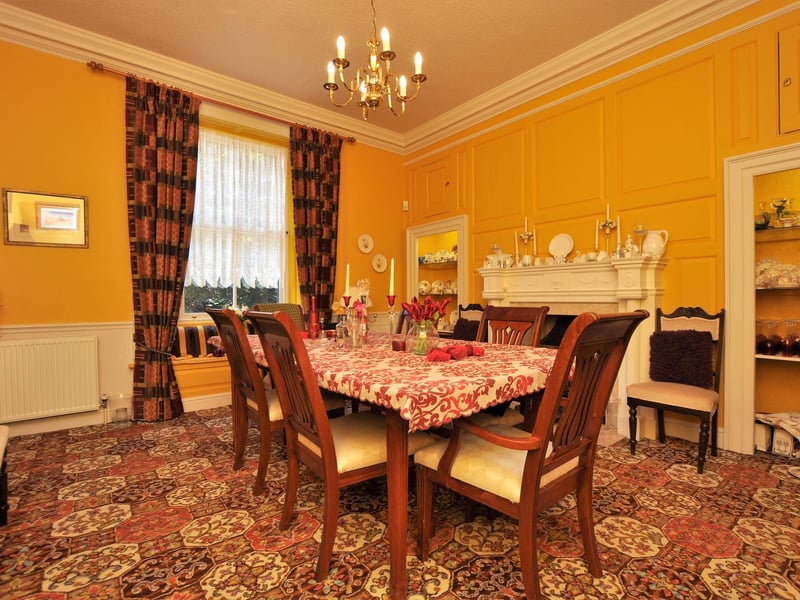 Light and warmth in the formal dining room