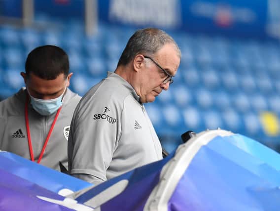 DECISONS: Whites head coach Marcelo Bielsa, above, has plenty to ponder with captain Liam Cooper back from suspension but Kalvin Phillips and Raphinha facing fitness battles. Photo by Peter Powell - Pool/Getty Images.