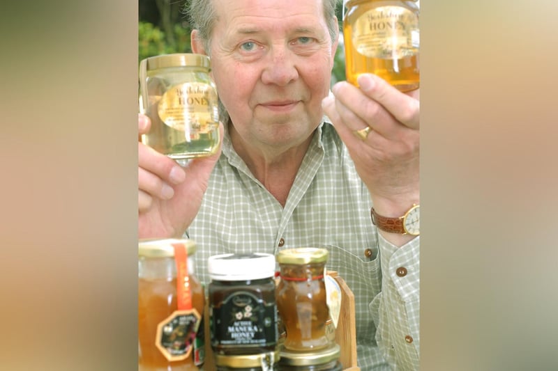 Scarborough beekeeper Peter Chapmans with two of his own honey products.