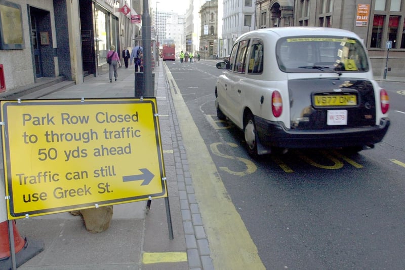 One of the many signs around the city centre helping make motorists aware of the closure of Park Row.
