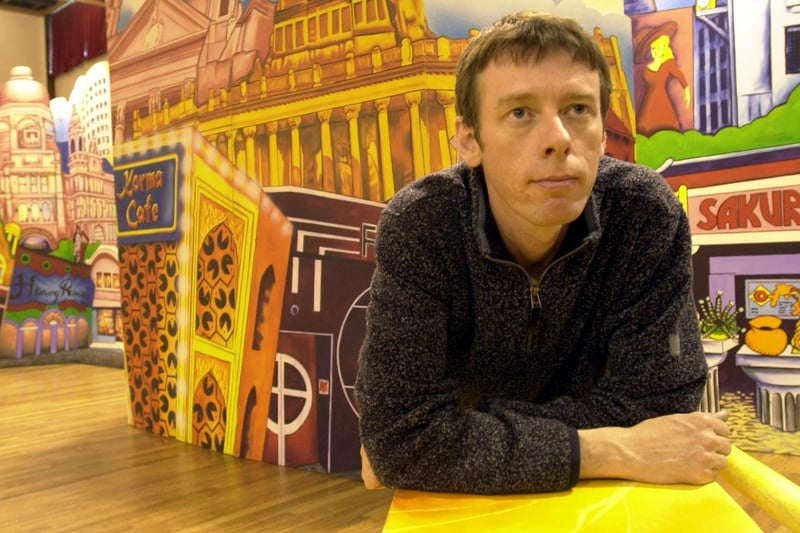 Set designer Mike Kingham on the set of A Taste for Change which was to feature a cast of 55 from Leeds and be performed at the Millennium Dome in June 2000.