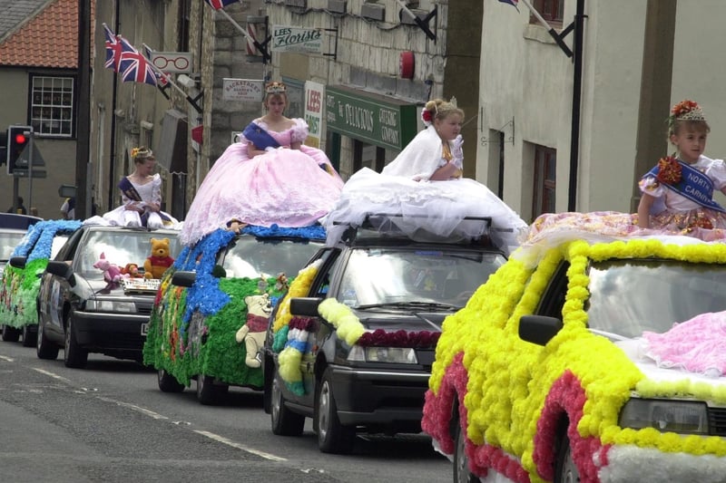 Sherburn-in-Elmet Gala brought out the crowds. Pictured are visiting gala queen's on the decorated cars in the procession.
