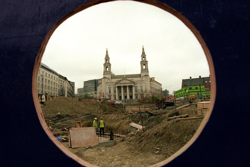 Passers-by were given the chance to view the ongoing construction work for the Millennium Square in front of Leeds Civic Hall.