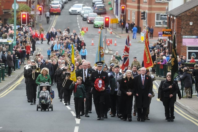 The Remembrance parade heads through Kirkham