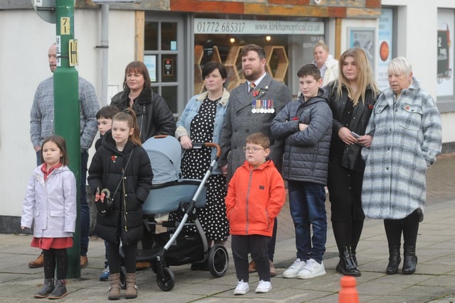 Families gathered by the kerbside in Kirkham to watch the parade go by