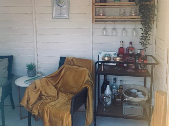 "Love our gin bar in the garden." Photo: Kelly Faulkner