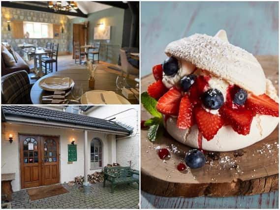 (Clockwise from top left) The interior of The White Horse in King's Sutton, The Red Lion in East Haddon's pavlova and The George in Great Oxendon