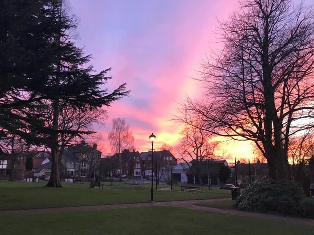 The sunset in Kettering from the gardens next to the council building. Look at those stunning colours!