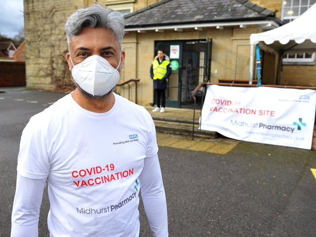Midhurst Pharmacy going live today, in Midhurst. Owner Raj Rohilla has taken over the community hall to run a pharmacy-led vaccination centre. Pic Steve Robards SR2101291 SUS-210129-160123001
