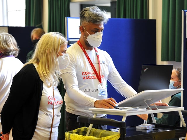 Midhurst Pharmacy going live today, in Midhurst. Owner Raj Rohilla has taken over the community hall to run a pharmacy-led vaccination centre. Pic Steve Robards SR2101291 SUS-210129-155849001