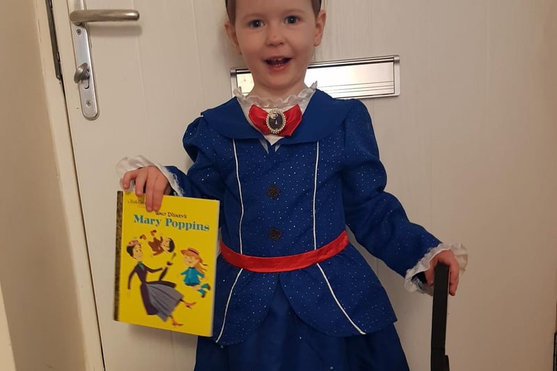 Nevaeh, 4, has been transported back in time as Mary Poppins.