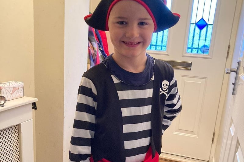 Arrrr Matey! Charlie is barely recognisable this morning after turning into Captain Jack Sparrow.