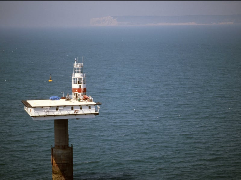 Sovereign Lighthouse, taken by Steve Sullivan from a light aircraft using a Mamiya medium format film camera loaded with colour transparency film. SUS-210317-102940001