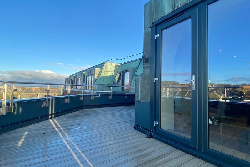 A two bedroom penthouse and the last one remaining, with unparalleled views across the coast and south downs, £375,000, offered through Fox & Sons, Eastbourne.