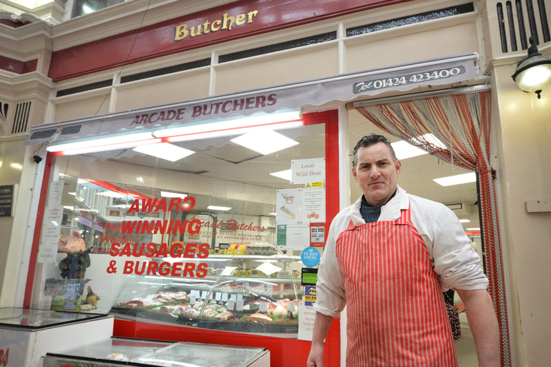 Queens Arcade/Queens Avenue Shopping Arcade in Hastings.

Arcade Butchers: Owner Gary Fellows SUS-210318-120445001