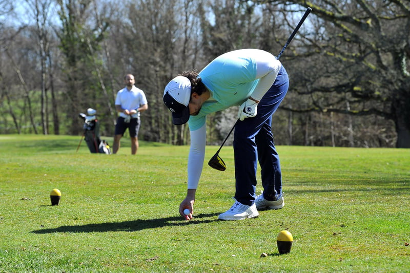 Golfers at Mannings Heath, Horsham on 29/03/21. Pic S Robards SR2103292 SUS-210329-145818001