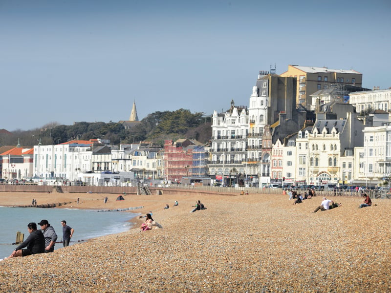 Locals enjoying sunny weather in Hastings after the easing of lockdown on March 29. Photo taken the day after, March 30. SUS-210330-125838001