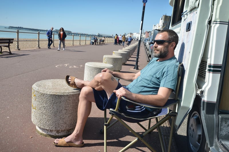 Locals enjoying sunny weather in Hastings after the easing of lockdown on March 29. Photo taken the day after, March 30. SUS-210330-130135001
