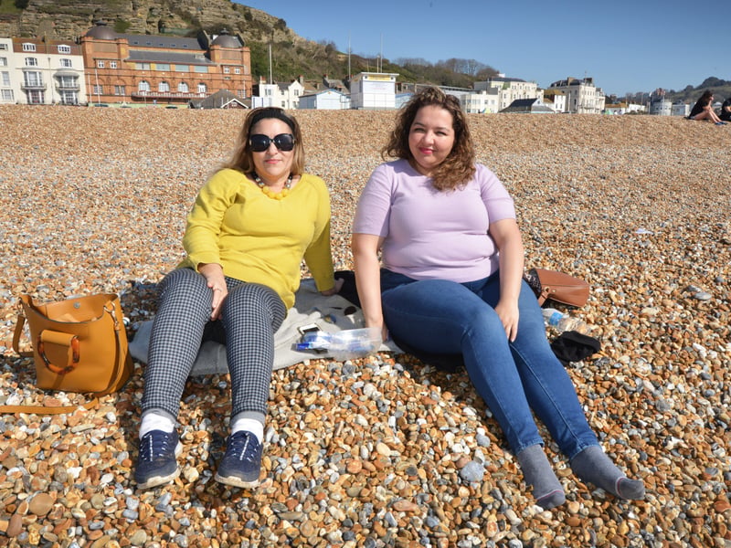 Locals enjoying sunny weather in Hastings after the easing of lockdown on March 29. Photo taken the day after, March 30. SUS-210330-125852001