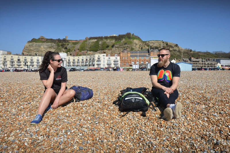 Locals enjoying sunny weather in Hastings after the easing of lockdown on March 29. Photo taken the day after, March 30. SUS-210330-125906001