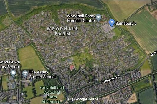 In Woodhall Farm, 71.9 per cent of people aged 12 and over had received the first and second dose of the vaccine.